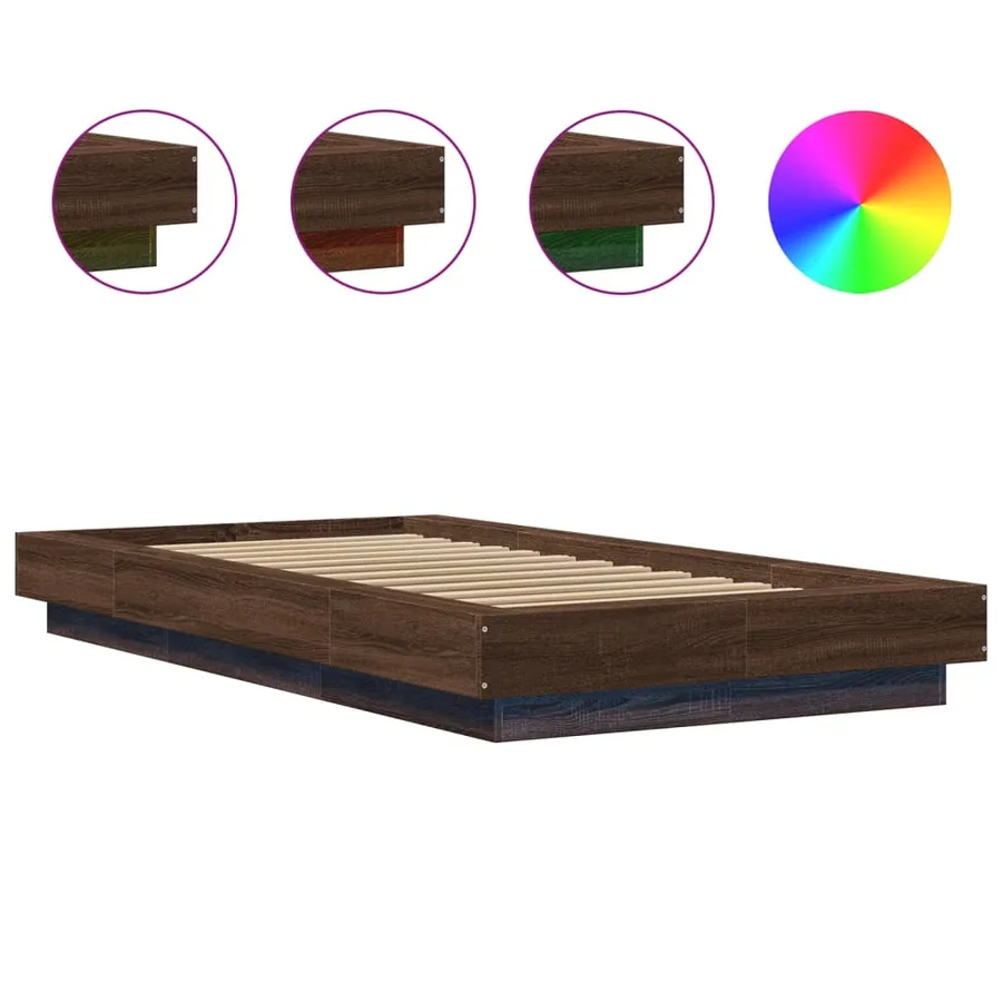 Cadre de lit avec lumières LED sans matelas 100x200 cm - 8