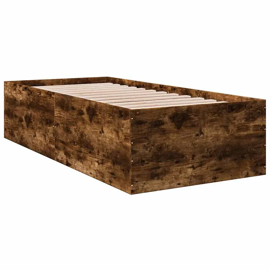 Cadre de lit sans matelas chêne fumé 90x190 cm - 6