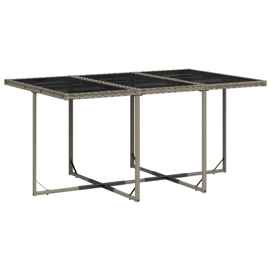 Ensemble à manger de jardin 11pcs avec coussins gris poly rotin - 4