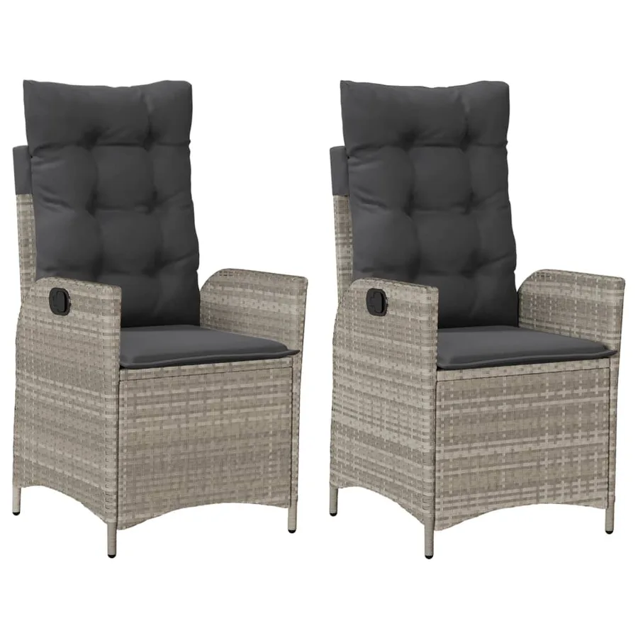 Chaises inclinables jardin lot de 2 et coussins résine tressée - 2