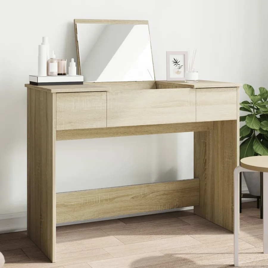 Coiffeuse avec miroir chêne sonoma 100x45x76 cm