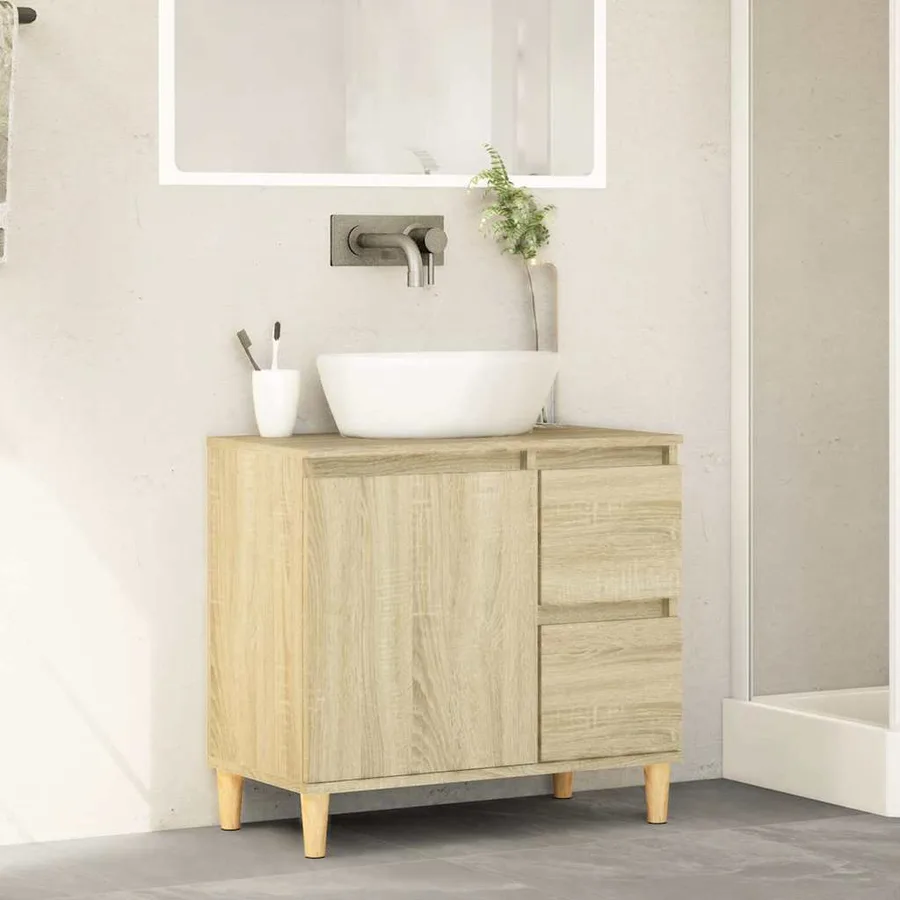 Armoire salle de bain chêne sonoma 65x33x60 cm - 3