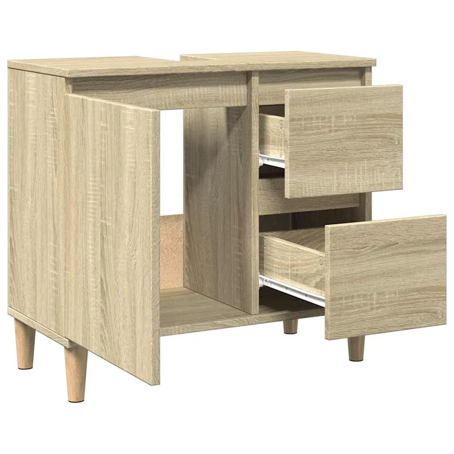 Armoire salle de bain chêne sonoma 65x33x60 cm - 8