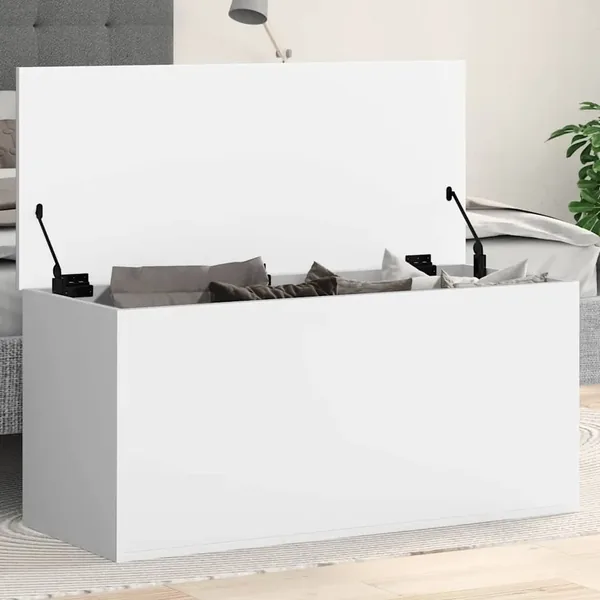 Boîte de rangement blanc 100x42x46 cm bois d'ingénierie