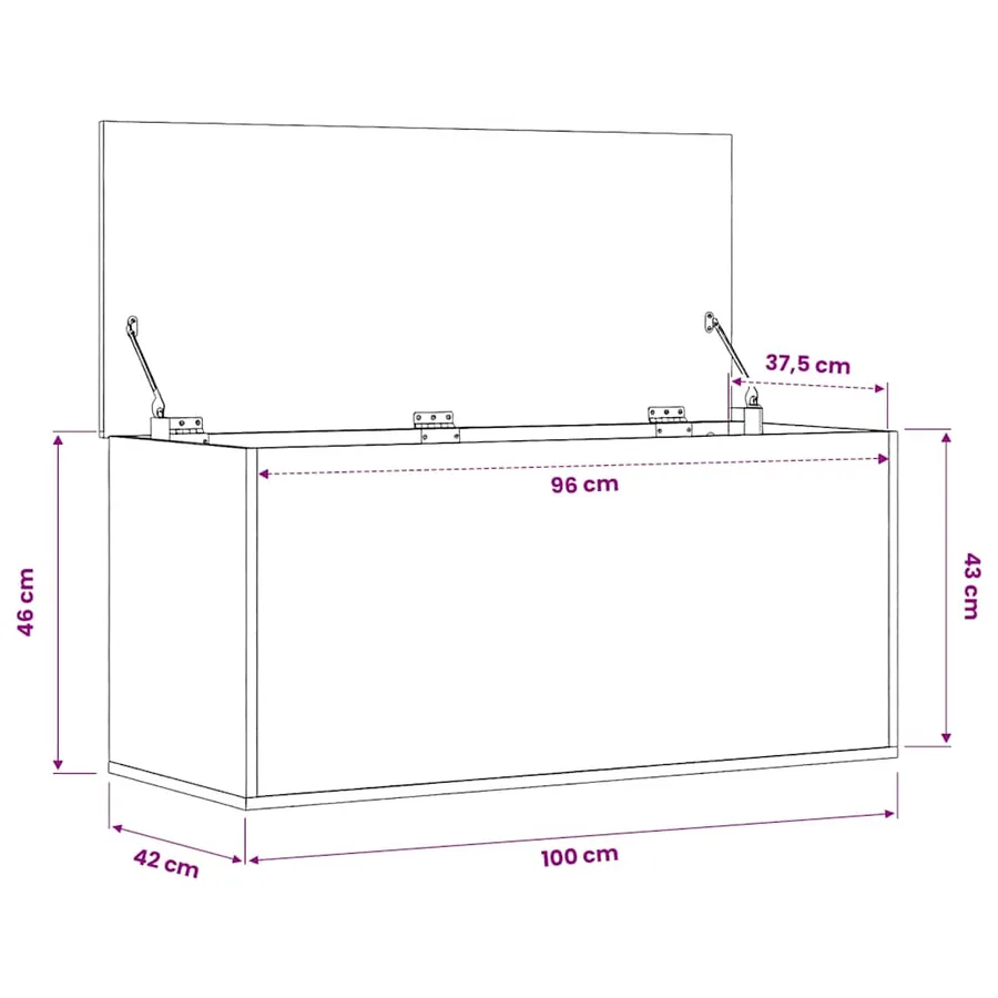 Boîte de rangement blanc 100x42x46 cm bois d'ingénierie - 11