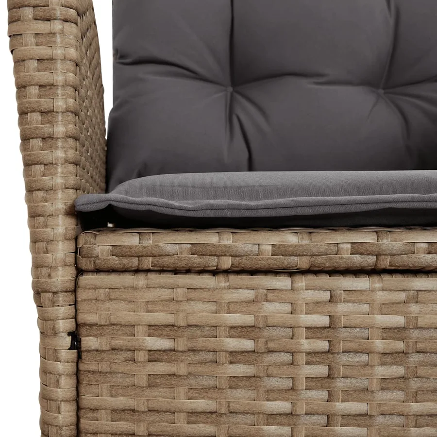 Ensemble à manger de jardin avec coussins 5pcs Beige poly rotin - 5