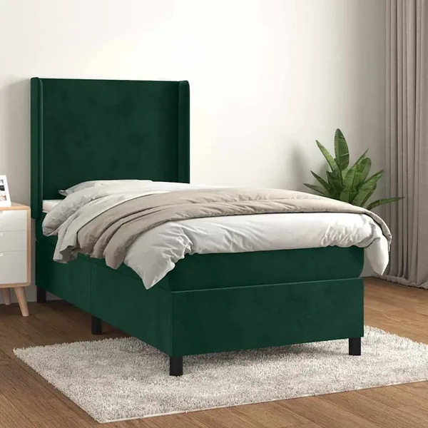 Sommier à lattes de lit et matelas Vert foncé 80x200 cm Velours