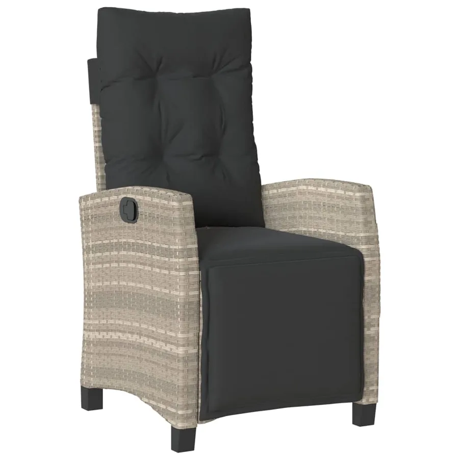 Chaise inclinable de jardin et repose-pied mélange beige rotin - 14