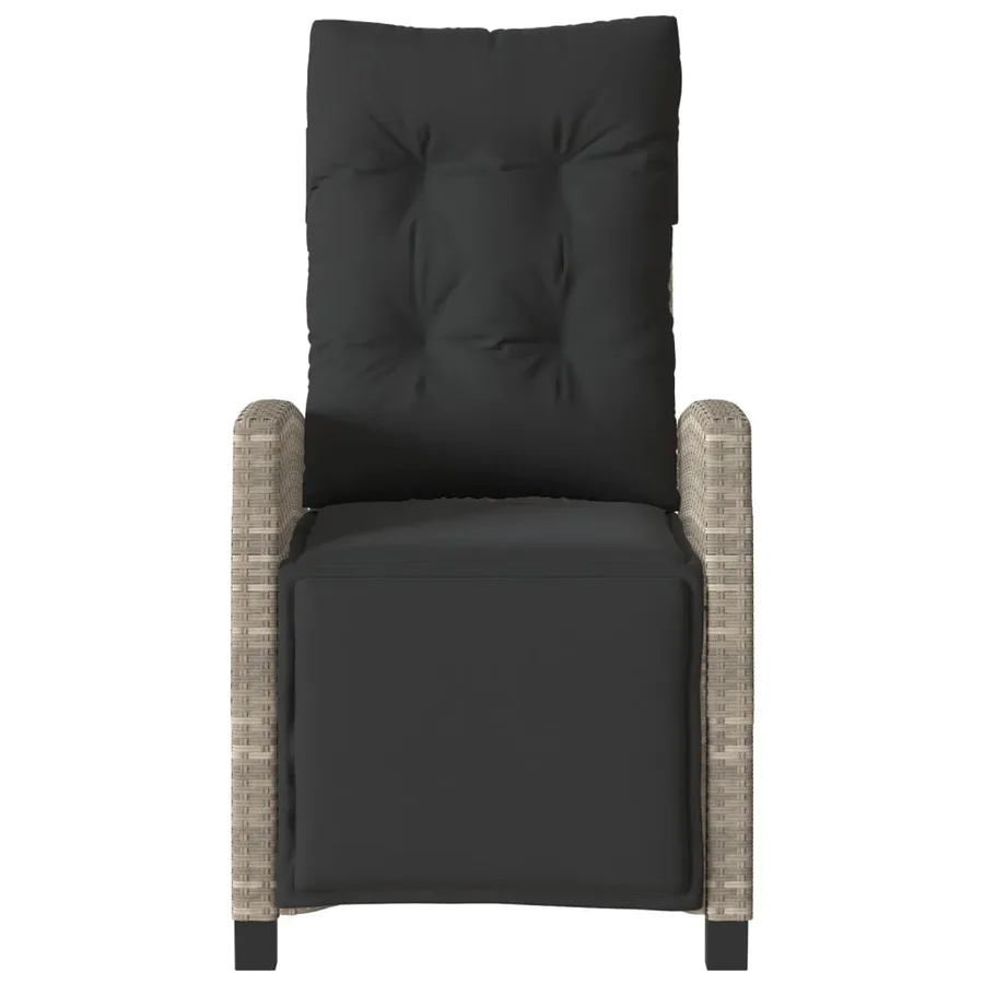 Chaise inclinable de jardin et repose-pied mélange beige rotin - 16