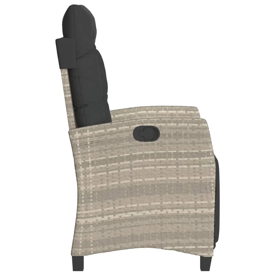 Chaise inclinable de jardin et repose-pied mélange beige rotin - 17