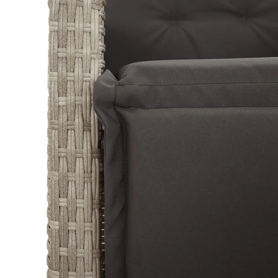 Chaise inclinable de jardin et repose-pied mélange beige rotin - 21