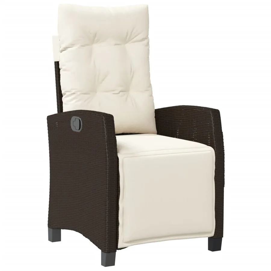 Chaise inclinable de jardin et repose-pied mélange beige rotin - 26