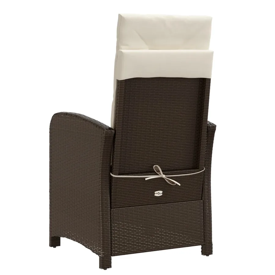 Chaise inclinable de jardin et repose-pied mélange beige rotin - 30