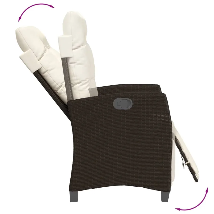 Chaise inclinable de jardin et repose-pied mélange beige rotin - 31