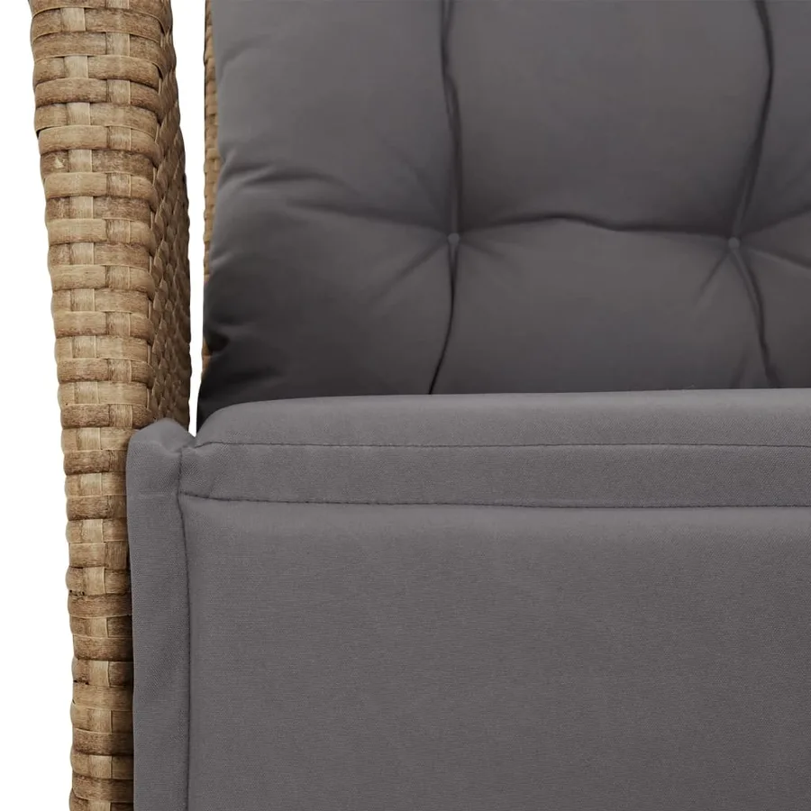 Chaise inclinable de jardin et repose-pied mélange beige rotin - 9