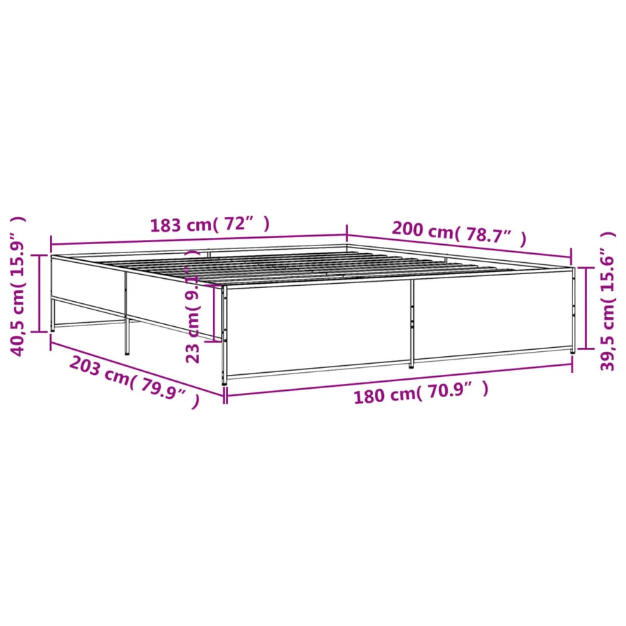 Cadre de lit sans matelas chêne marron 180x200 cm - 9