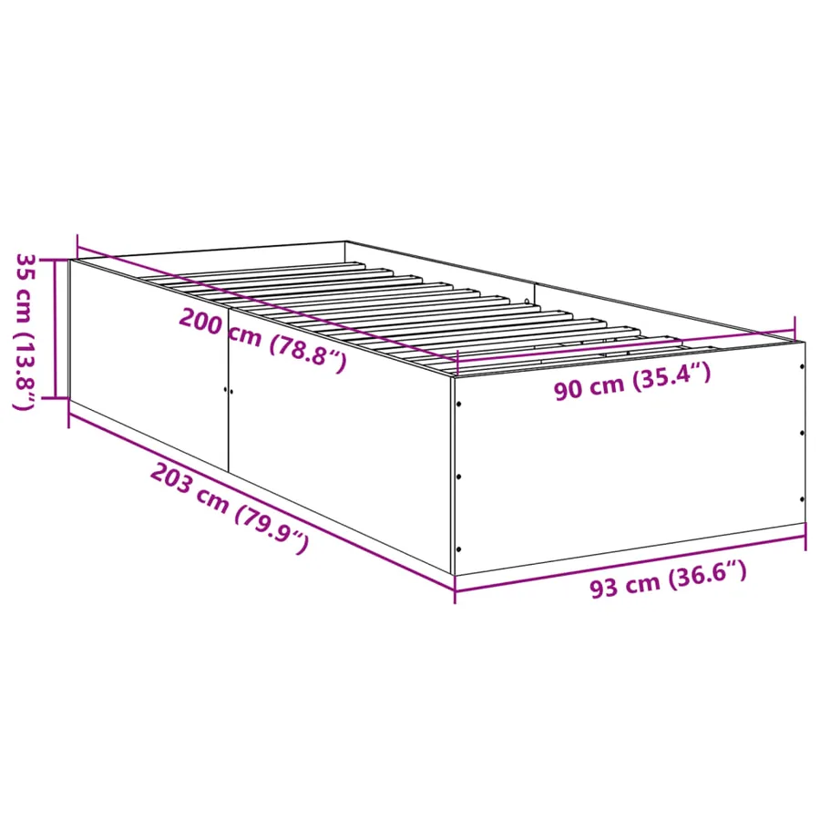 Cadre de lit sans matelas blanc 90x200 cm - 10