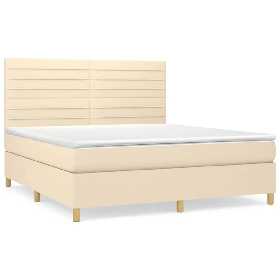 Sommier à lattes de lit avec matelas Crème 160x200 cm Tissu - 2