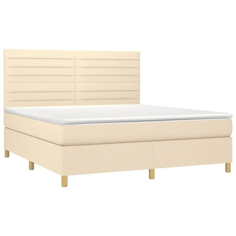 Sommier à lattes de lit avec matelas Crème 160x200 cm Tissu - 3