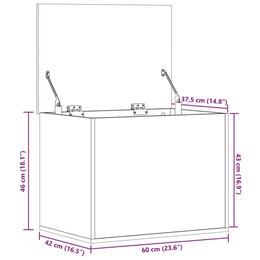 Boîte de rangement chêne sonoma 60x42x46 cm bois d'ingénierie - 11