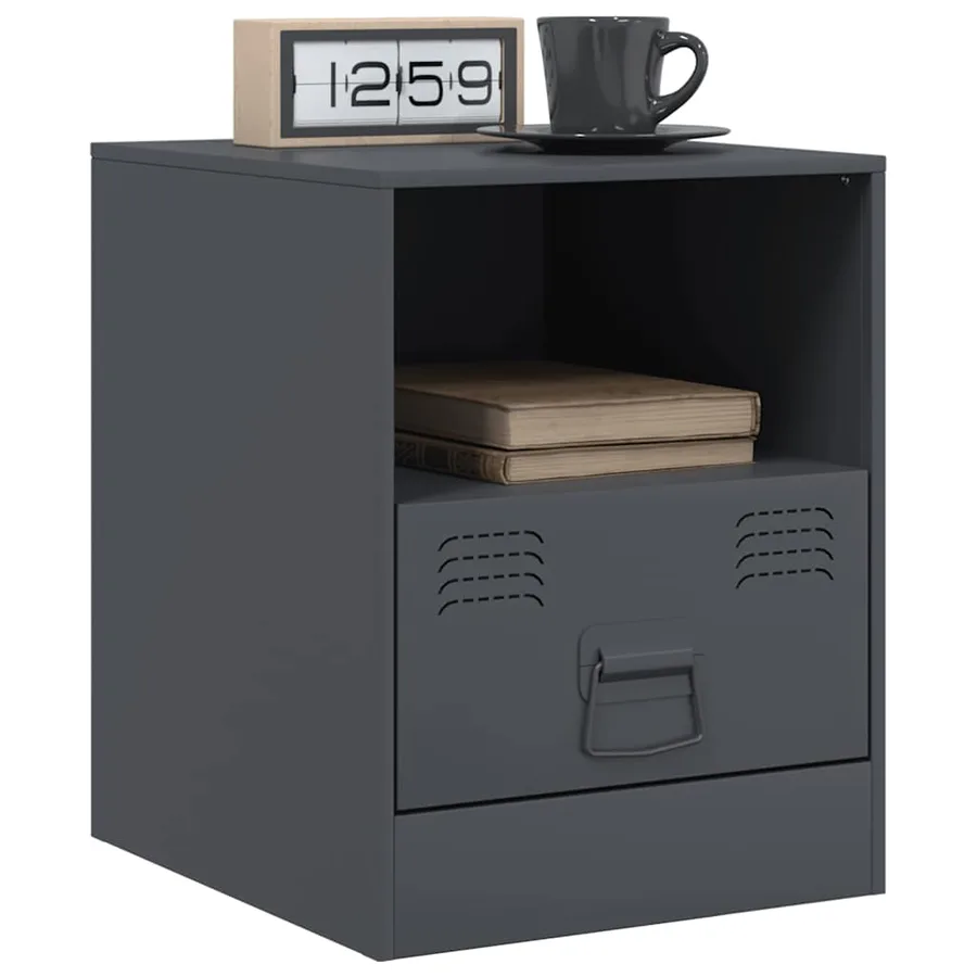 Tables de chevet 2 pcs anthracite 34,5x39x44 cm acier - 3