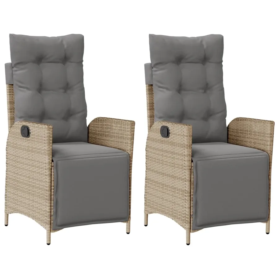 Chaises inclinables de jardin lot de 2 avec repose-pied rotin - 2