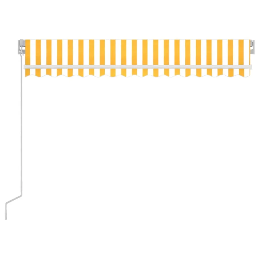 Auvent manuel rétractable avec LED 350x250 cm Jaune et blanc - 3