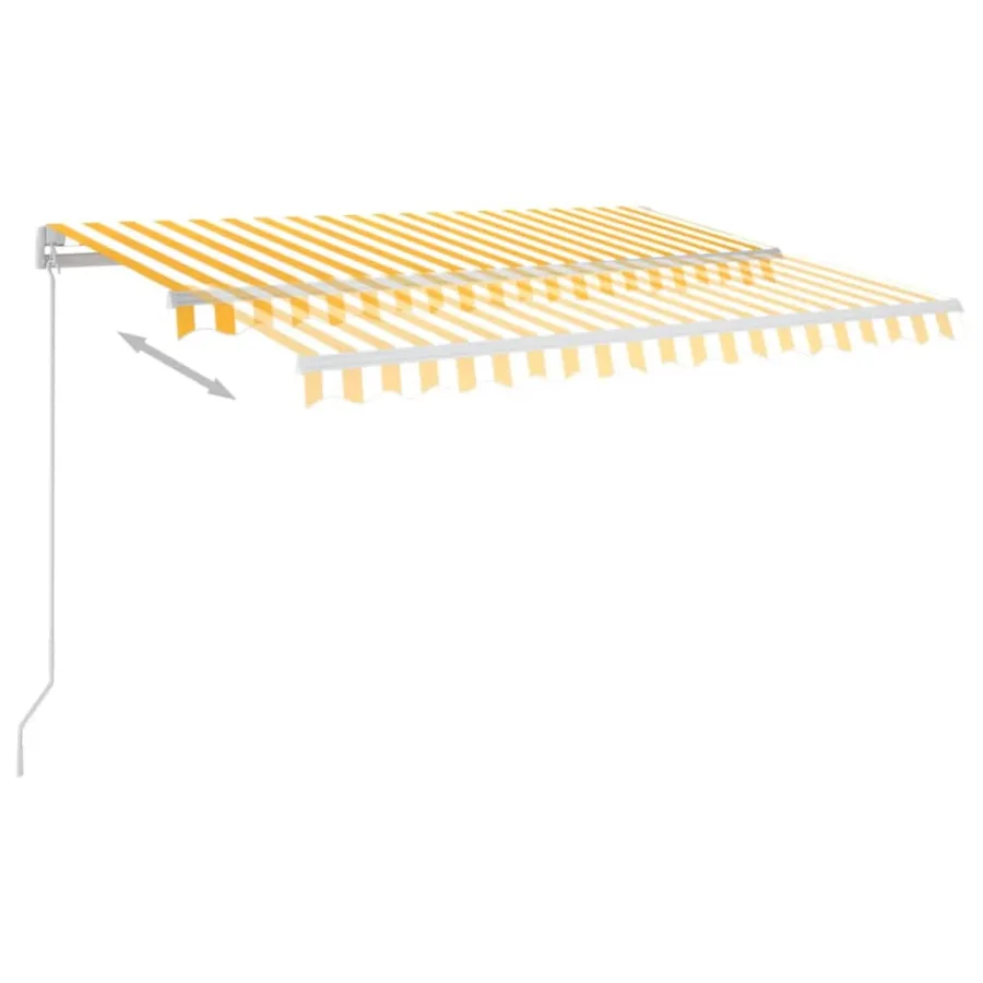 Auvent manuel rétractable avec LED 350x250 cm Jaune et blanc - 6