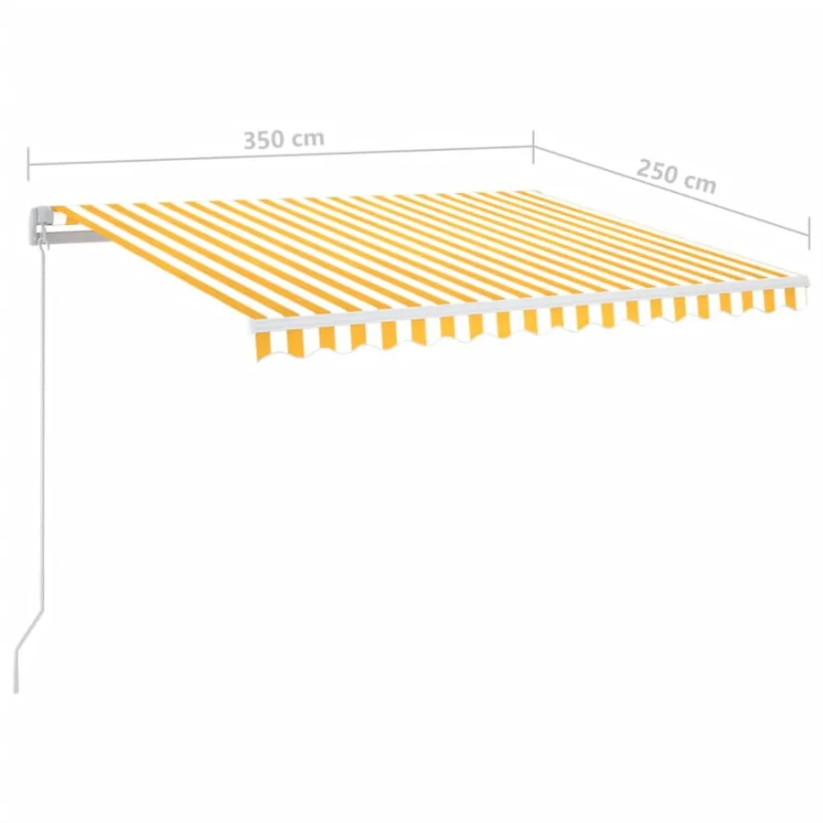 Auvent manuel rétractable avec LED 350x250 cm Jaune et blanc - 7