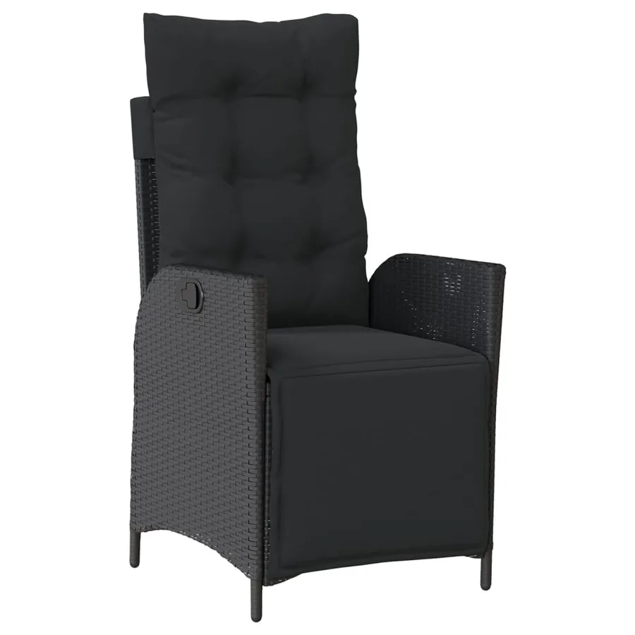Ensemble à manger de jardin coussins 7pcs Noir Résine tressée - 3