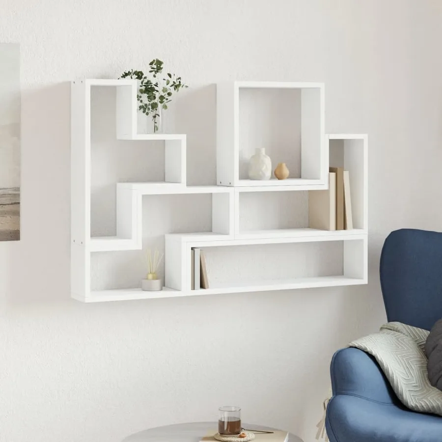 Étagère murale blanc 96x12x64 cm bois d’ingénierie - 3