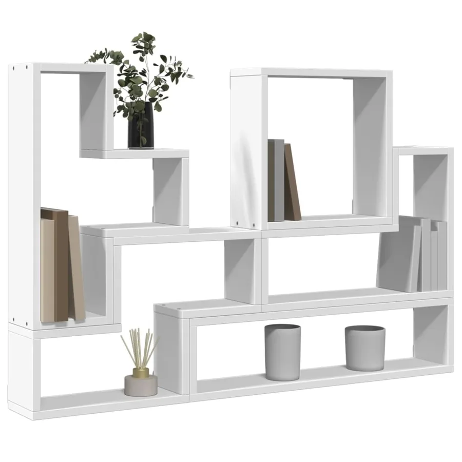 Étagère murale blanc 96x12x64 cm bois d’ingénierie - 4