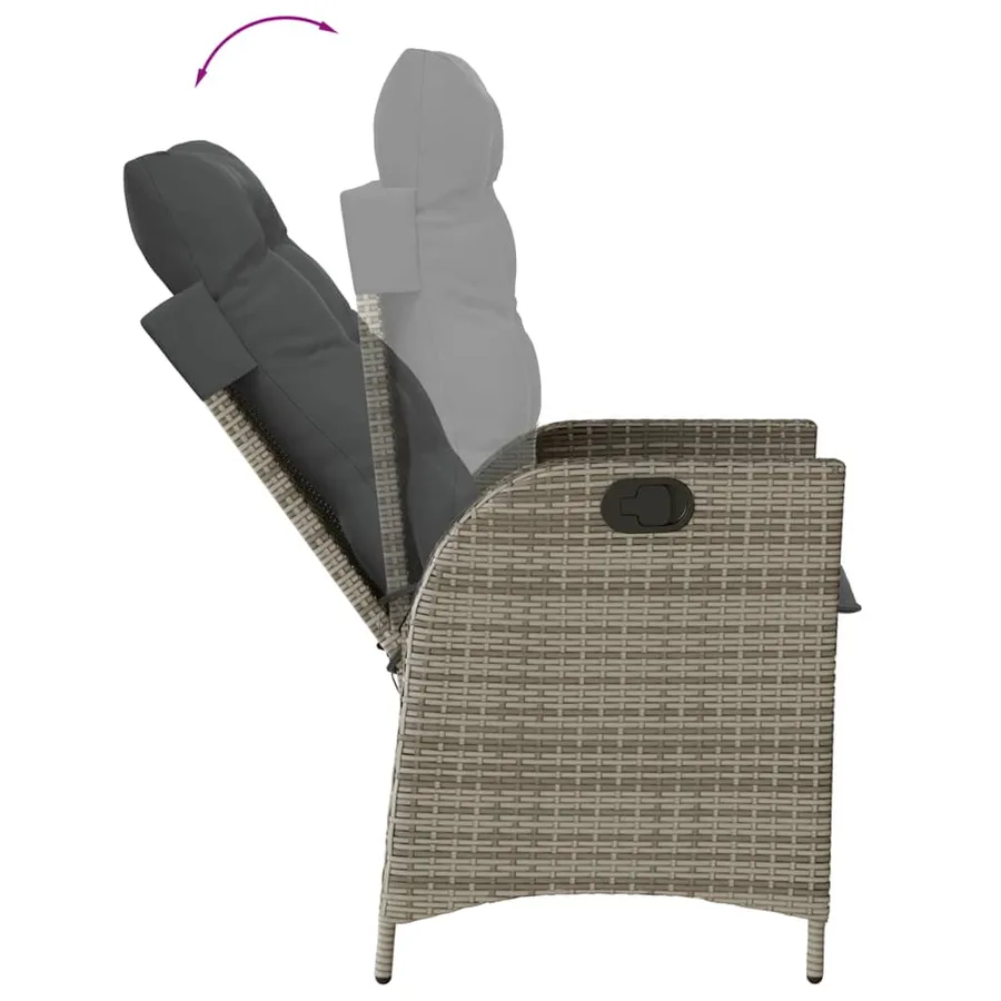 Ensemble à manger de jardin 9 pcs coussins gris résine tressée - 4