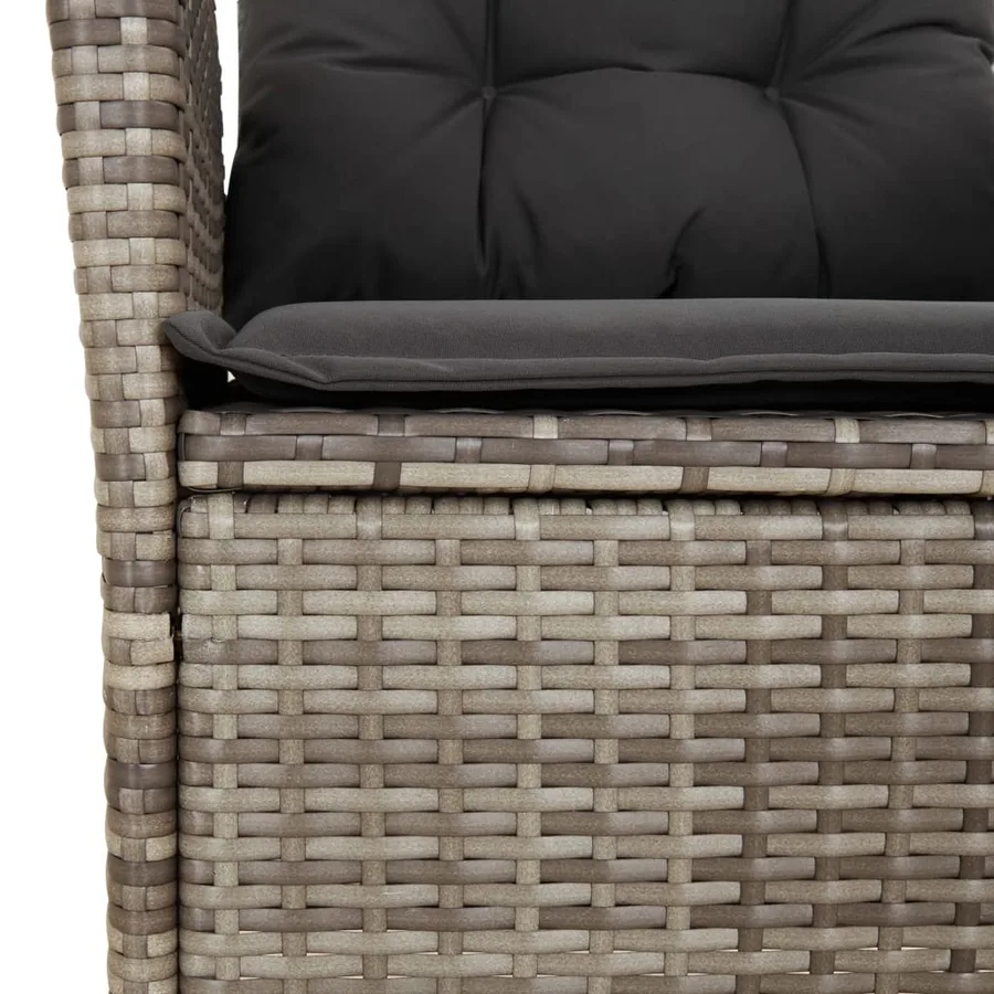 Ensemble à manger de jardin 9 pcs coussins gris résine tressée - 5