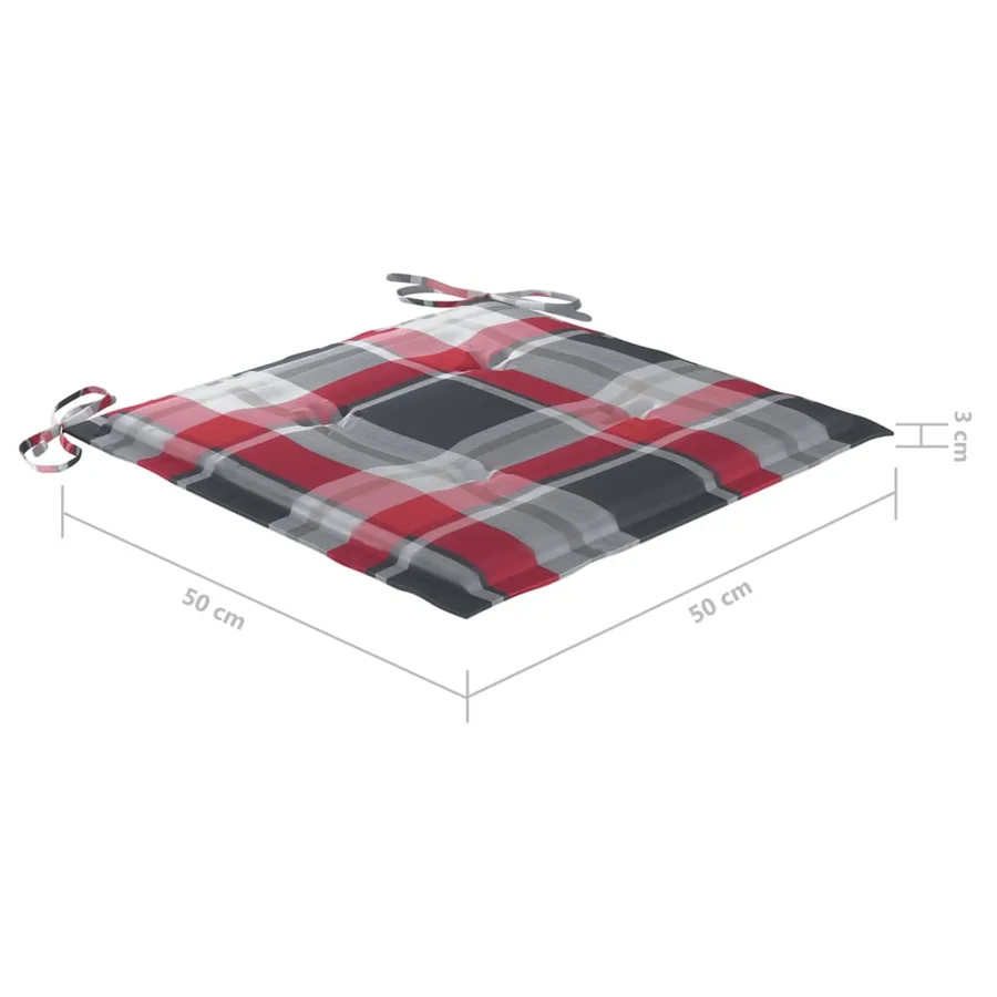 Chaise à bascule avec coussin à carreaux rouges Bois de teck - 10