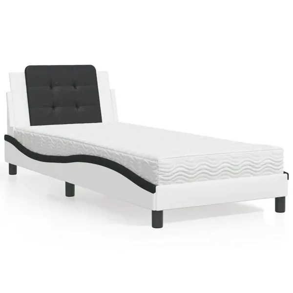 Cadre de lit sans matelas Zadar blanc et noir 80x200 cm similicuir