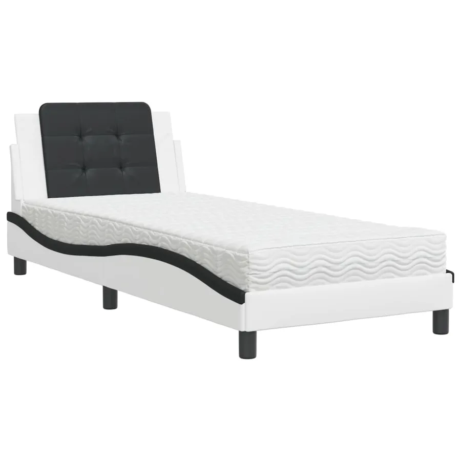 Cadre de lit sans matelas Zadar blanc et noir 80x200 cm similicuir - 2