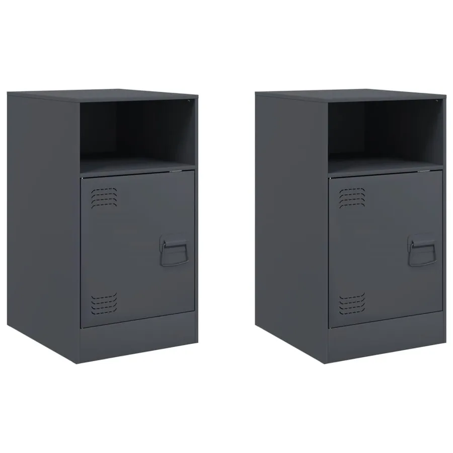 Tables de chevet 2 pcs anthracite 34,5x39x62 cm acier - 2