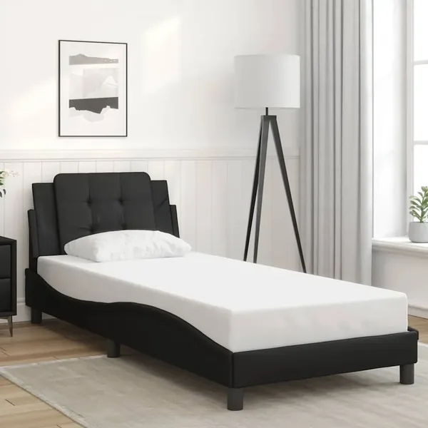 Cadre de lit sans matelas Zadar noir 90x190 cm similicuir