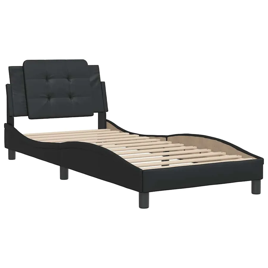 Cadre de lit sans matelas Zadar noir 90x190 cm similicuir - 3