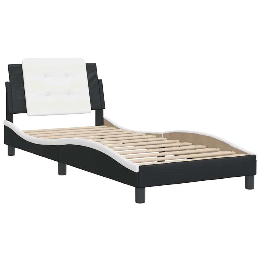 Cadre de lit sans matelas Zadar noir et blanc 90x190 cm similicuir - 3