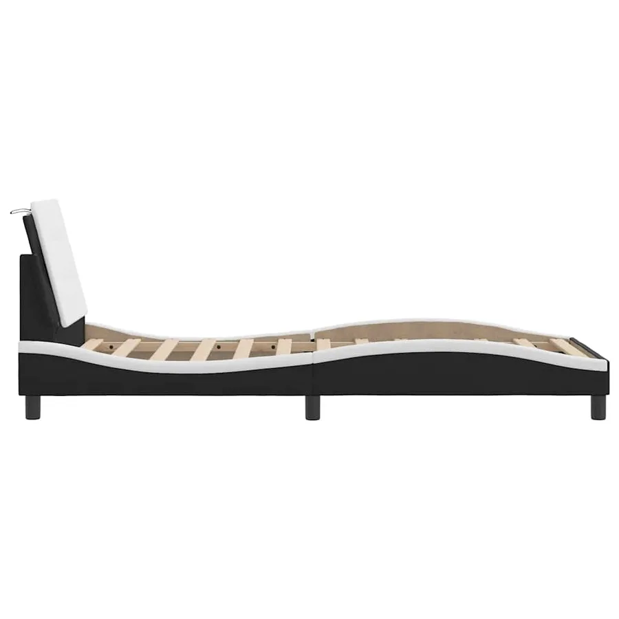 Cadre de lit sans matelas Zadar noir et blanc 90x190 cm similicuir - 5