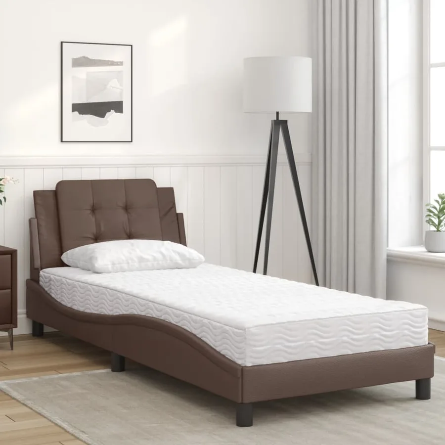 Cadre de lit sans matelas Zadar marron 100x200 cm similicuir - 3