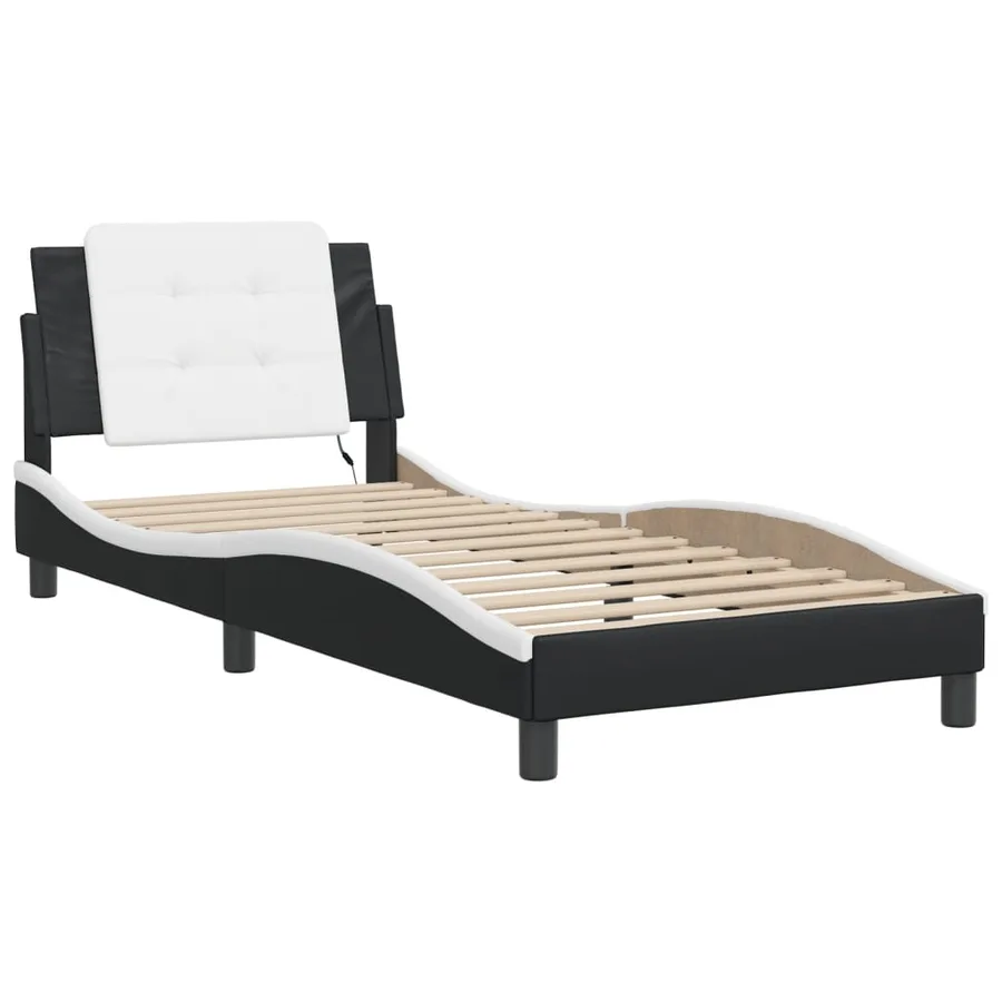 Cadre de lit avec LED sans matelas Zadar noir et blanc 90x200 cm - 3