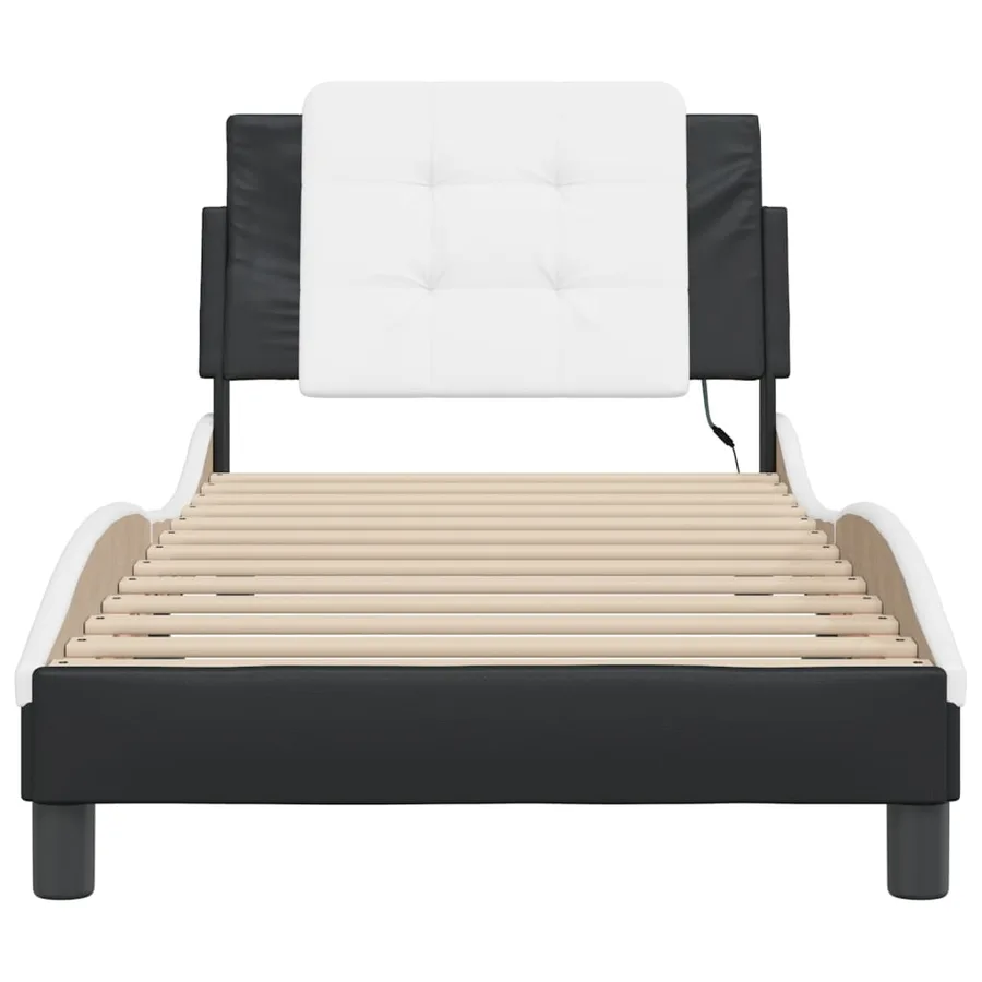 Cadre de lit avec LED sans matelas Zadar noir et blanc 90x200 cm - 6