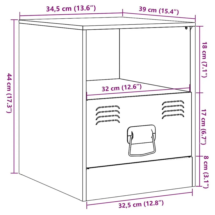 Table de chevet blanc 34,5x39x44 cm acier - 16