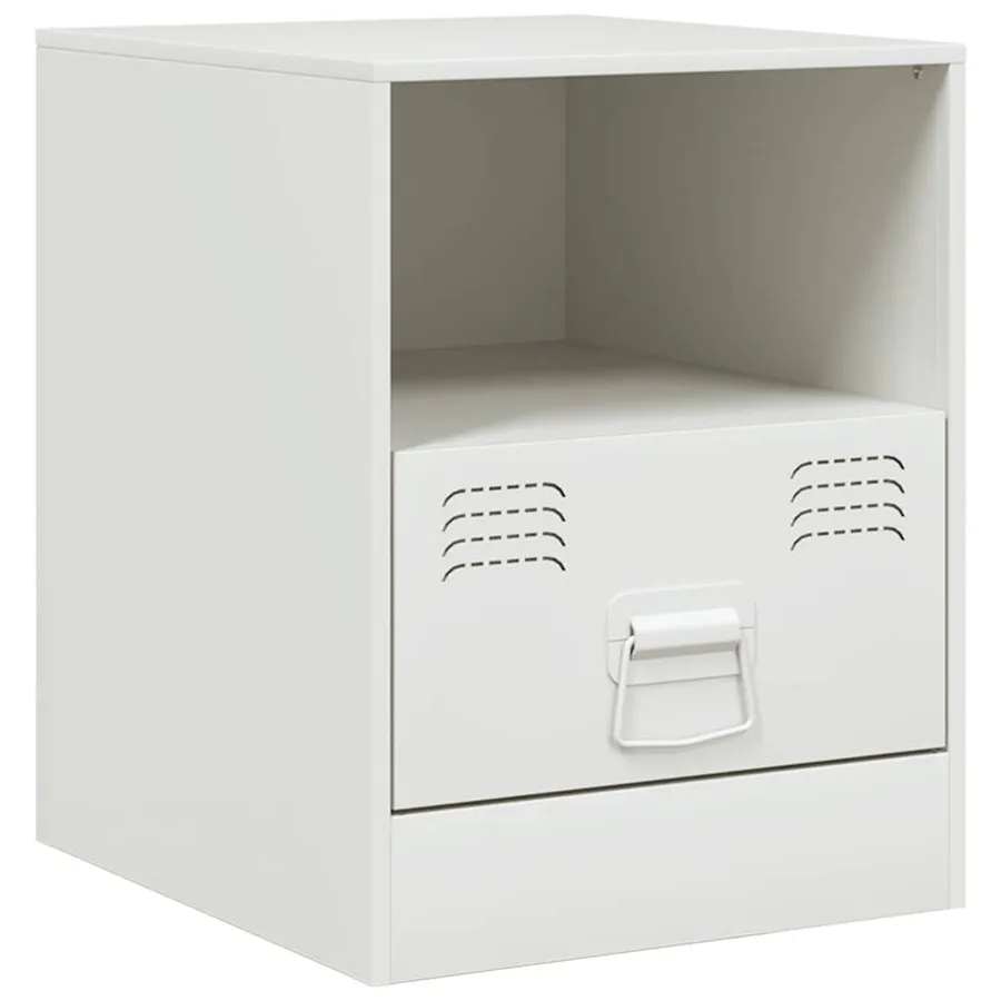 Table de chevet blanc 34,5x39x44 cm acier - 7