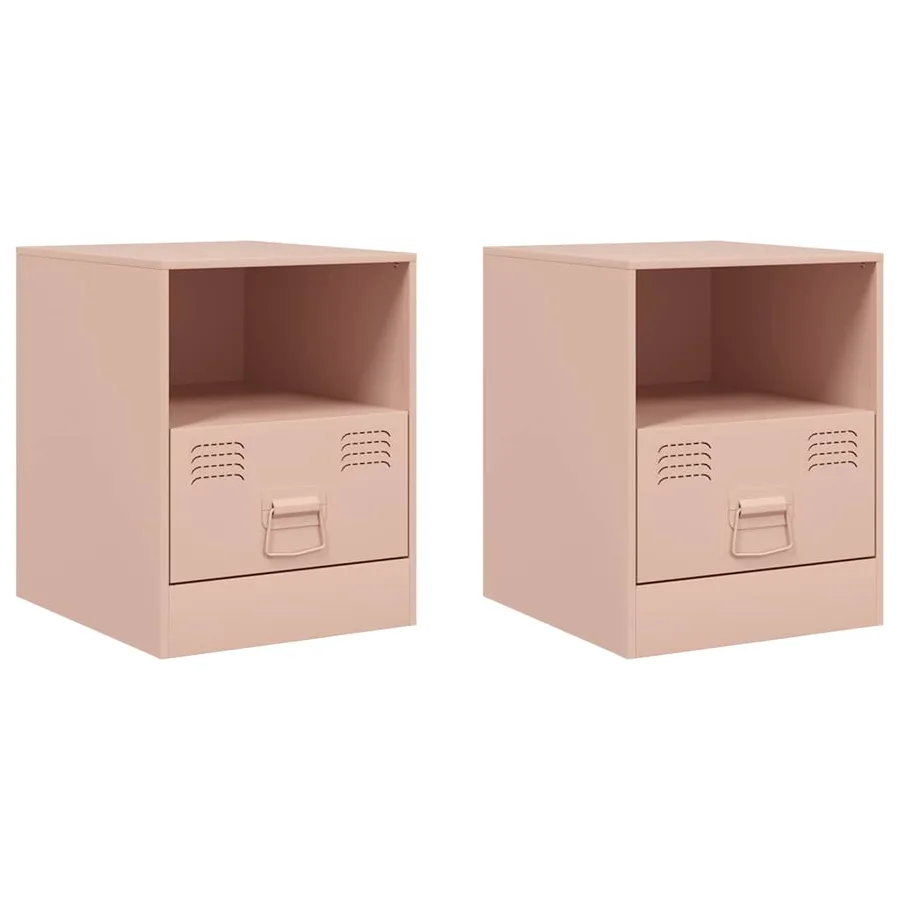 Tables de chevet 2 pcs rose 34,5x39x44 cm acier - 2