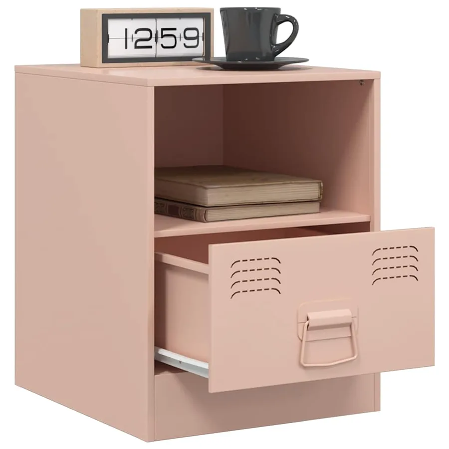 Tables de chevet 2 pcs rose 34,5x39x44 cm acier - 4