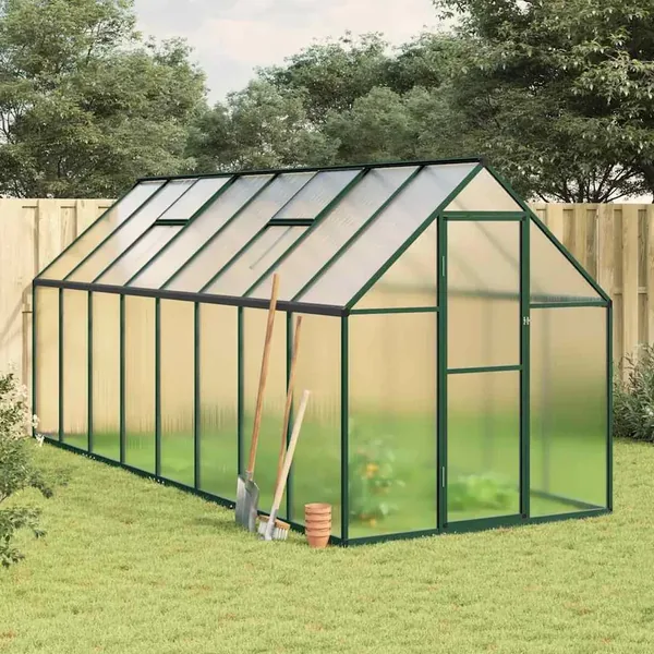 Serre avec cadre de base vert 445x169x195 cm aluminium
